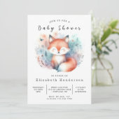 Invitation Animaux des bois Thème Fox Baby shower (Debout devant)