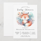 Invitation Animaux des bois Thème Fox Baby shower (Devant / Derrière)