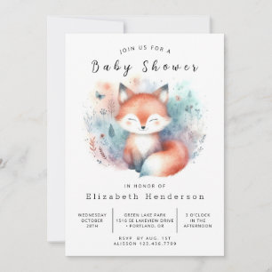 Invitation Animaux des bois Thème Fox Baby shower