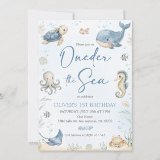 Invitation Animaux des Océans Sous la Mer
