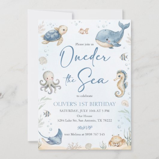 Invitation Animaux des Océans Sous la Mer (Devant)