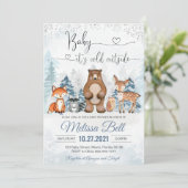 Invitation Animaux d'hiver Baby shower des bois Il fait froid (Debout devant)