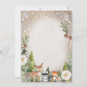 Invitation Animaux d'hiver Baby shower pour garçons de bois (Dos)