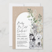 Invitation Animaux d'hiver de neige Baby shower d'arc de Boho (Devant)