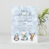 Invitation Animaux d'hiver Froid hors Baby shower (Debout devant)