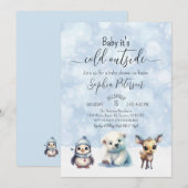 Invitation Animaux d'hiver Froid hors Baby shower (Devant / Derrière)