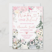 Invitation Animaux d'hiver roses Onederland Flocon de neige A (Devant)