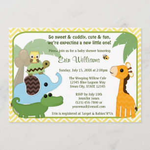 Invitation Animaux d'invitation de baby shower de bébés de