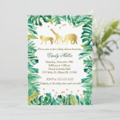 Invitation Animaux d'or d'invitation de baby shower de jungle (Debout devant)