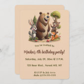 Invitation Animaux édifiables d'anniversaire de la forêt (Devant / Derrière)