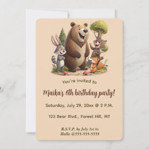 Invitation Animaux édifiables d'anniversaire de la forêt