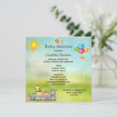 Invitation Animaux et fille mignons dans le baby shower de (Debout devant)