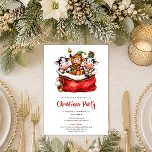 Invitation Animaux Fantaisistes Élégants pour Fête de Noël