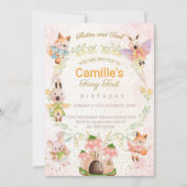 Invitation Animaux Fée Fête d'anniversaire (Devant)