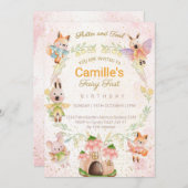 Invitation Animaux Fée Fête d'anniversaire (Devant / Derrière)