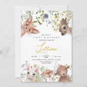 Invitation Animaux fleur sauvage et boisés Anniversaire (Devant)