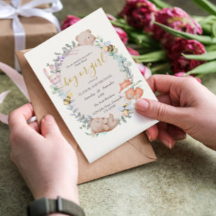 Invitation Animaux forestiers Aquarelle rustique Révélation d