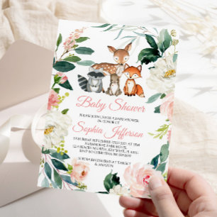 Invitation Animaux forestiers Baby shower des bois
