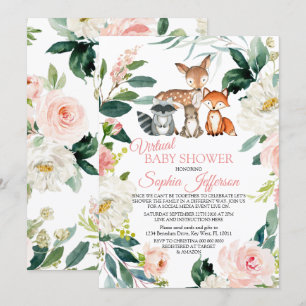 Invitation Animaux forestiers Baby shower virtuel des forêts