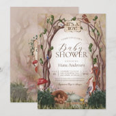 Invitation Animaux forestiers Baby shower Whimsical (Devant / Derrière)