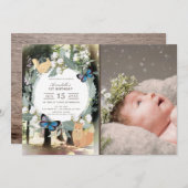 Invitation Animaux forestiers enchantés Photo 1er anniversair (Devant / Derrière)