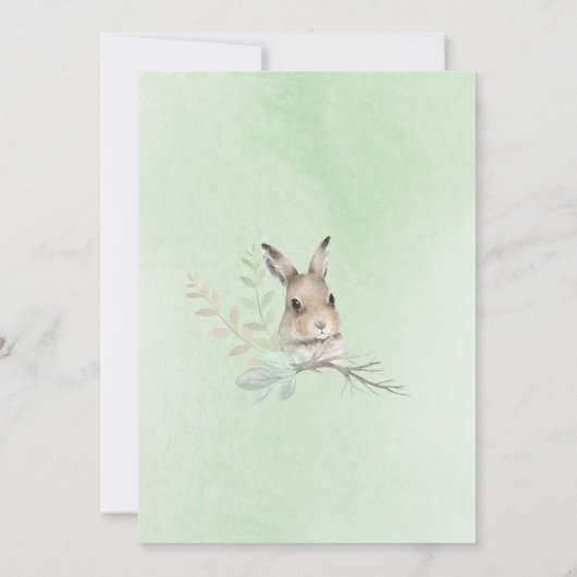 Invitation Animaux forestiers Lapin Lapin Script Aquarelle Bé (Dos)