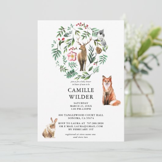 Invitation Animaux forestiers rustiques (Debout devant)