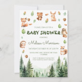 Invitation Animaux forestiers rustiques Bois Bébé Garçon Douc (Devant)