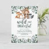 Invitation Animaux forestiers sauvages superbes premier anniv (Debout devant)