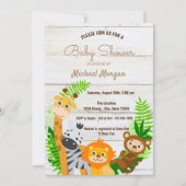 Invitation Animaux forestiers, Texture du bois, Baby shower d (Devant)