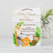 Invitation Animaux forestiers, Texture du bois, Baby shower d (Debout devant)