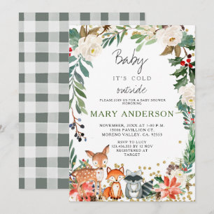 Invitation Animaux Forêt d'hiver Baby shower forestier