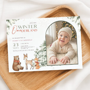 Invitation Animaux Hiver Pays des rêves Photo Premier Anniver