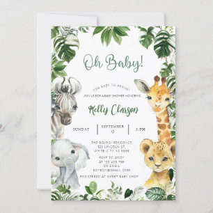 Invitation Animaux Jungle Safari Oh Baby shower garçon