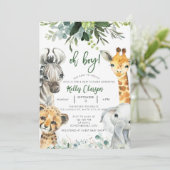 Invitation Animaux Jungle Safari Oh Baby shower garçon (Debout devant)