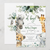 Invitation Animaux Jungle Safari Oh Baby shower garçon (Devant / Derrière)