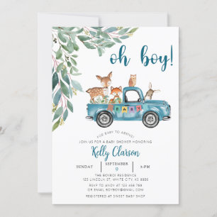 Invitation Animaux Jungle? Voiture Oh Baby shower garçon