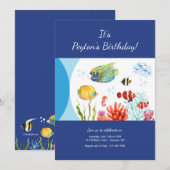 Invitation Animaux marins Fête d'anniversaire (Devant / Derrière)