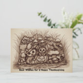 Invitation Animaux mignons attendant Thanksgiving (Debout devant)