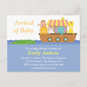 Invitation Animaux Mignons, Baby Shower Arche de Noé