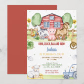 Invitation Animaux Mignons de la Ferme Anniversaire (Devant / Derrière)
