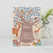 Invitation Animaux mignons de la forêt arbre Shower bébé neut (Debout devant)