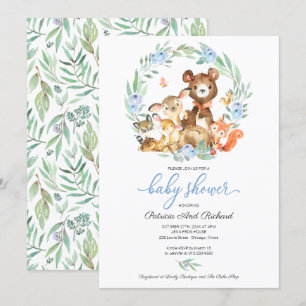 Invitation Animaux Mignons de la Forêt Baby Shower