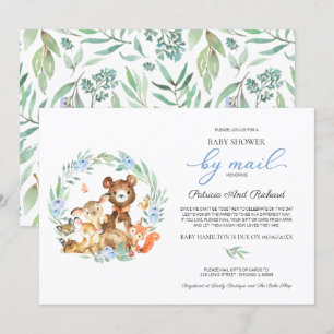 Invitation Animaux Mignons de la Forêt et Verdure Baby Shower