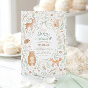 Invitation Animaux Mignons de la Forêt pour Baby Shower