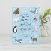 Invitation Animaux mignons d'hiver Baby Shower (Debout devant)