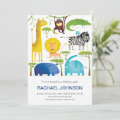 Invitation Animaux mignons Jungle Amusants Anniversaire Enfan (Debout devant)