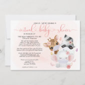 Invitation Animaux mignons roses dans les masques Baby shower (Devant)