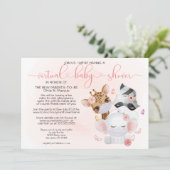 Invitation Animaux mignons roses dans les masques Baby shower (Debout devant)