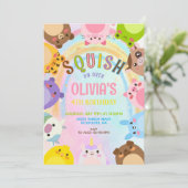Invitation Animaux Mignons Squish Sur rainbow  Anniversaire  (Debout devant)